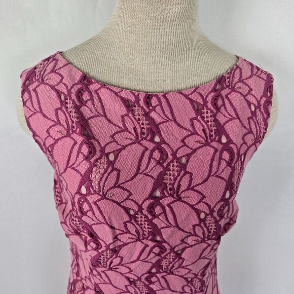 PIT Amsterdam Dress Women's 4 Pink Embroidered Sleeveless Mini Back Zipper NWT - Picture 2 of 14
